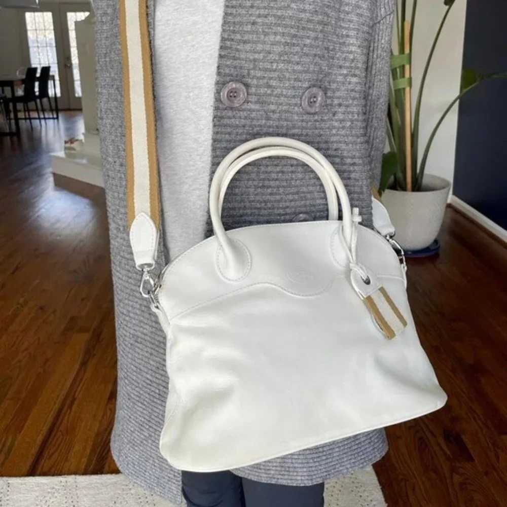Longchamp Women's White Top Handle Lightweight Crossbody Tote Shoulder Bag - Picture 10 of 11